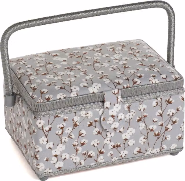 HobbyGift Sewing Box Cotton Plant in Silver and Grey