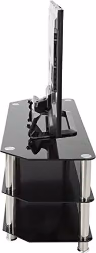 AVF Black Minimalist Corner Glass and Metal TV Stand, W: 125 cm, D: 40 cm, H: 35 cm – 7