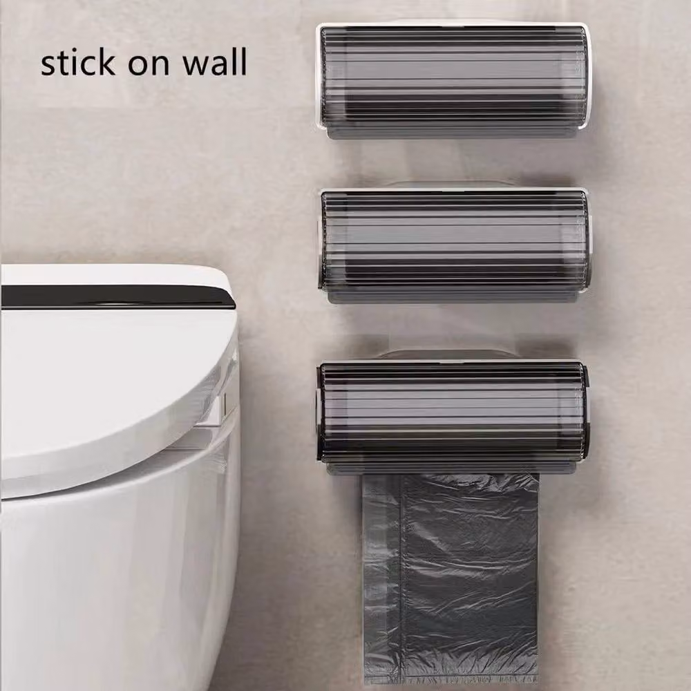 VOGREX 3-Piece Wall Mounted Self-Adhesive Plastic Garbage Bag Holder in Grey – 3
