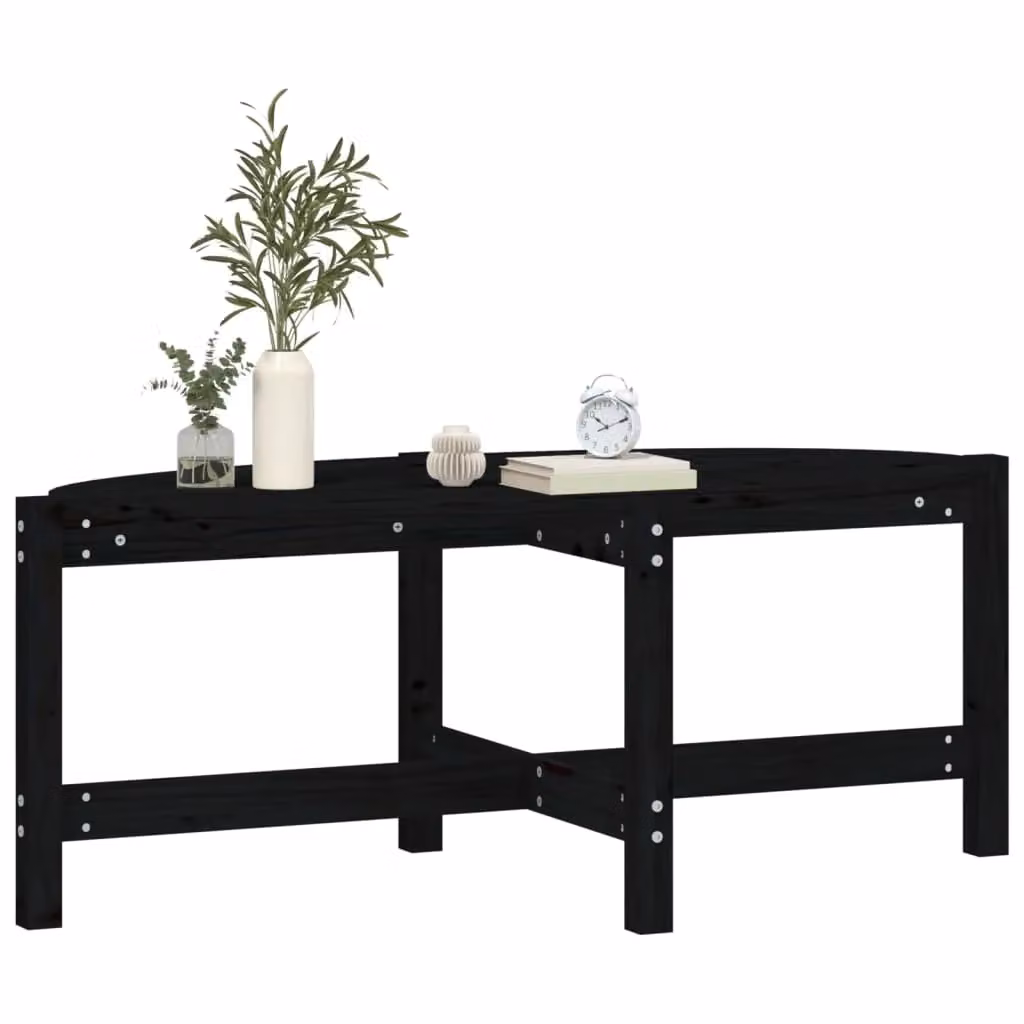 Berkfield Home Black Rustic Solid Wood Pine Coffee Table W/D/H: 118 x 63 x 45 cm – 3