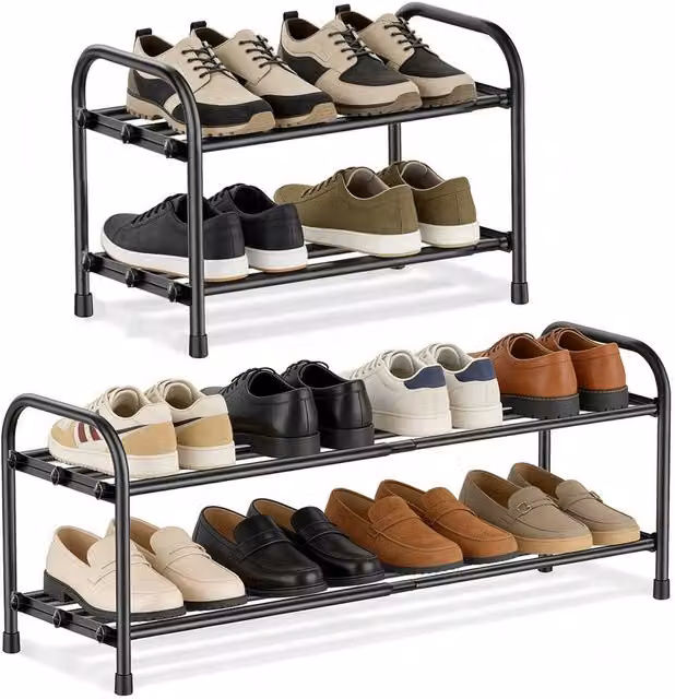 Kelvenix 2-tier Metal Shoe Rack in Black – 1