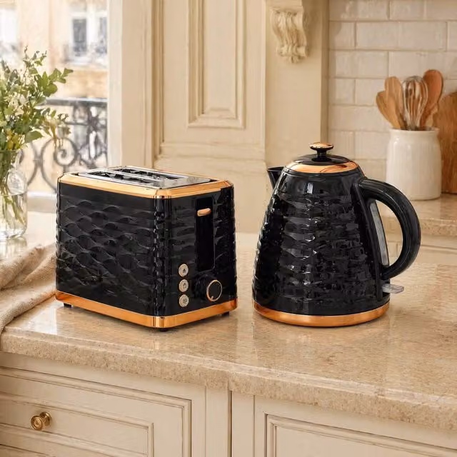 STILVORA Black Toaster and 1.7L Kettle Set