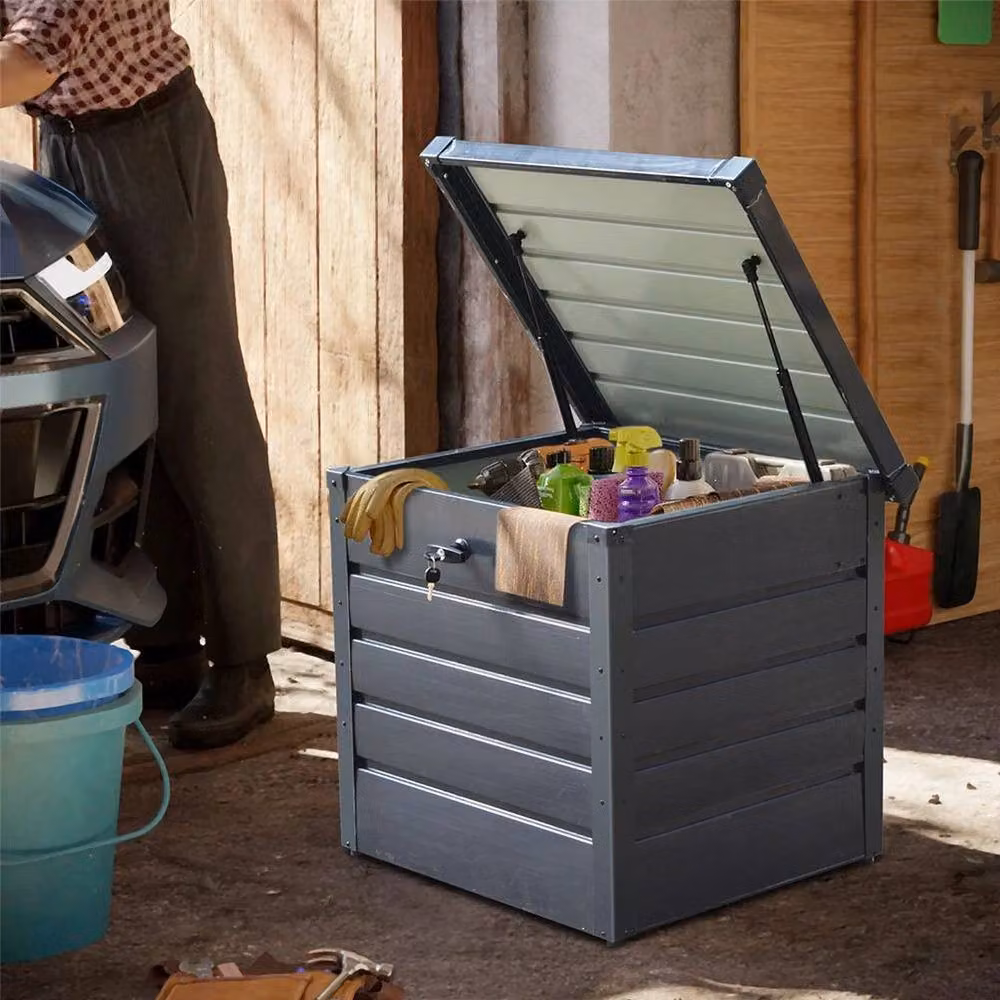EONLION Metal Outdoor Garden Storage Chest in Dark Grey, Width: 100 cm – 3
