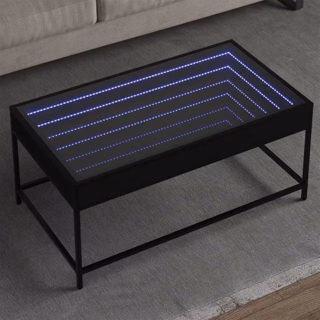 Berkfield Home Infinity LED Coffee Table in Black, W/D/H: 90 x 50 x 41 cm