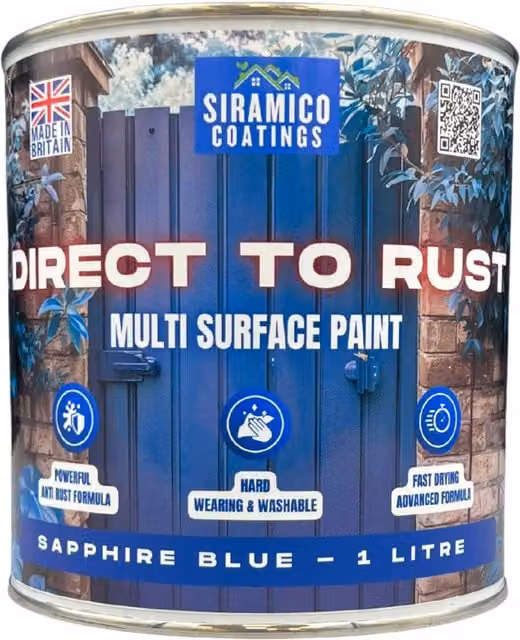 Siramico Coatings Direct To Rust Metal Paint in Sapphire Blue Satin Gloss – 1
