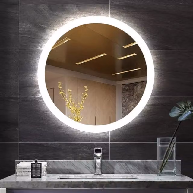 DEENZ Round LED Illuminated Anti-Fog Mirror with One-Touch Switch, Silver, Diameter: 60 cm