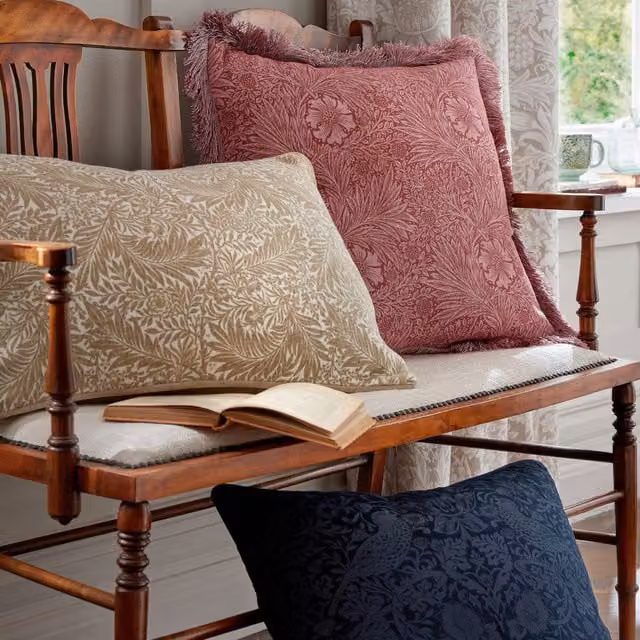 William Morris At Home Marigold Square Filled Cushion, Pink, W/D/H: 50 x 50 x 50 cm