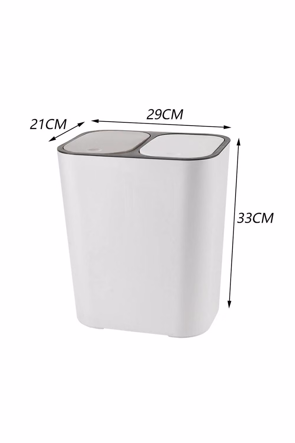 Garden Sanctuary White 15L Double Section Recycling and Rubbish Dustbin with Removable Inner Buckets – 3