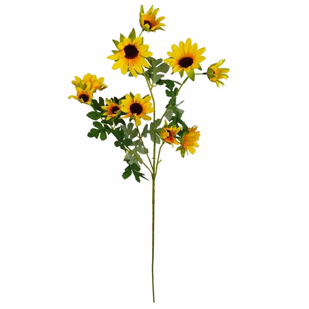 Leaf Pack of 6 Yellow Artificial Daisy Flower Sprays, 70 cm – 4