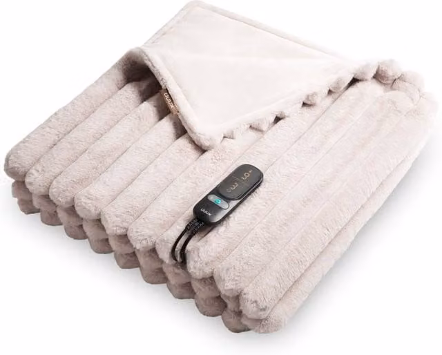 Duux Yentl Electric Heated Faux Fur Overblanket in Grey – 1
