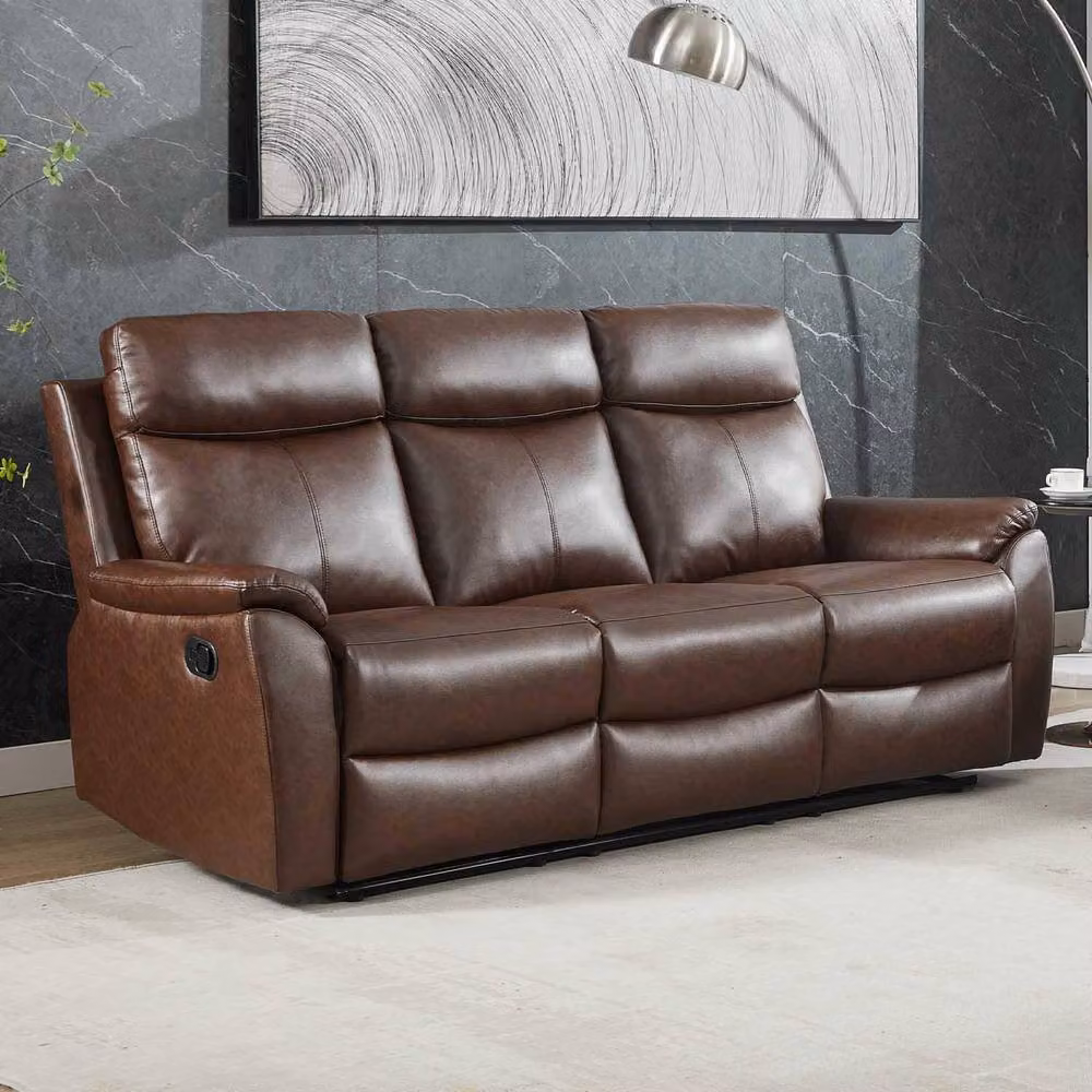 Furnishings For Less UK Ferndale 3 + 2 Manual Recliner Sofa Set in Brown Synthetic Leather – 4