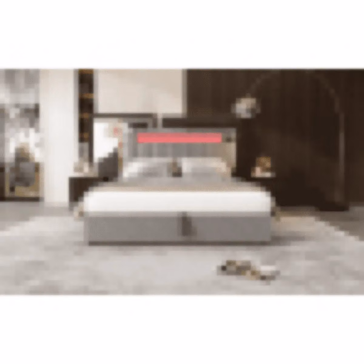 Matteo Grey Velvet Upholstered Hydraulic Double Bed with USB Charging Port and Under-bed Lighting, W: 135 cm, L: 190 cm – 8