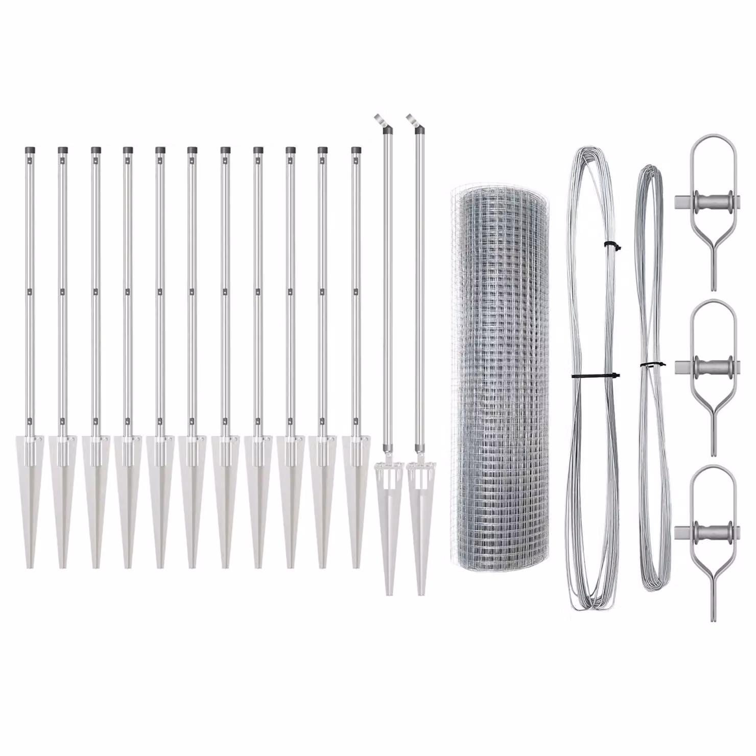 Berkfield Home Galvanised Steel Welded Wire Fence with 13 Spike Posts, Silver, W: 25 m, H: 0.8 m – 2
