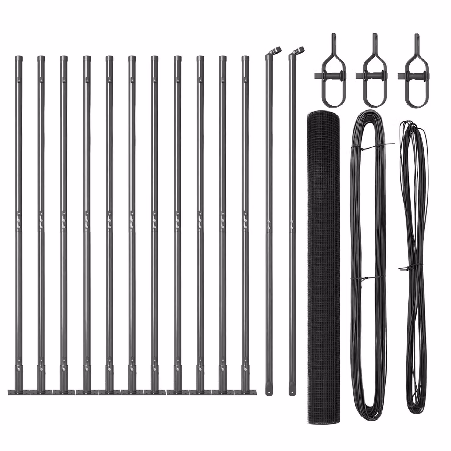 Berkfield Home Grey Steel Welded Wire Fence with 13 Flanged Posts – 2