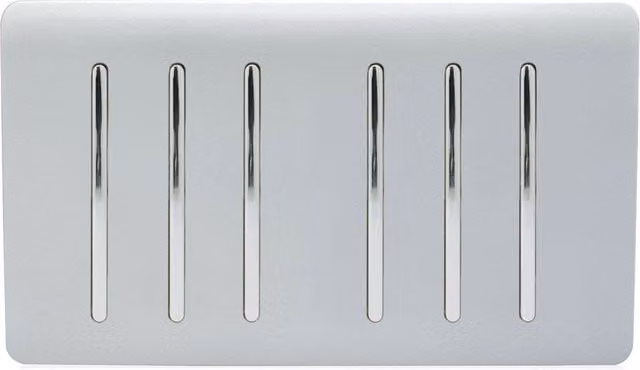 Trendi Modern 6 Gang 2 Way Plastic Light Switch in Chrome Platinum Silver – 1