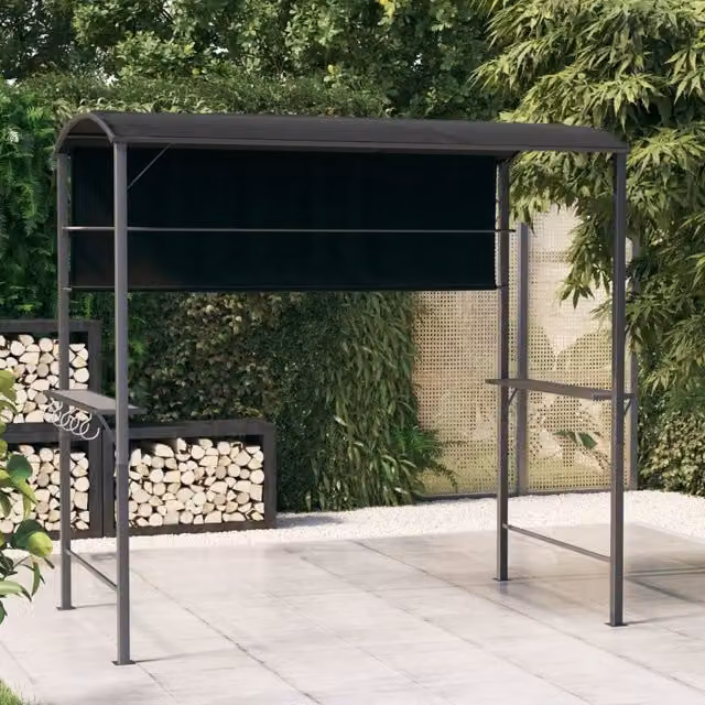 Berkfield Home Curved Gazebo with Roof in Anthracite and Black, W/D/H: 220 x 110 x 200 cm – 1