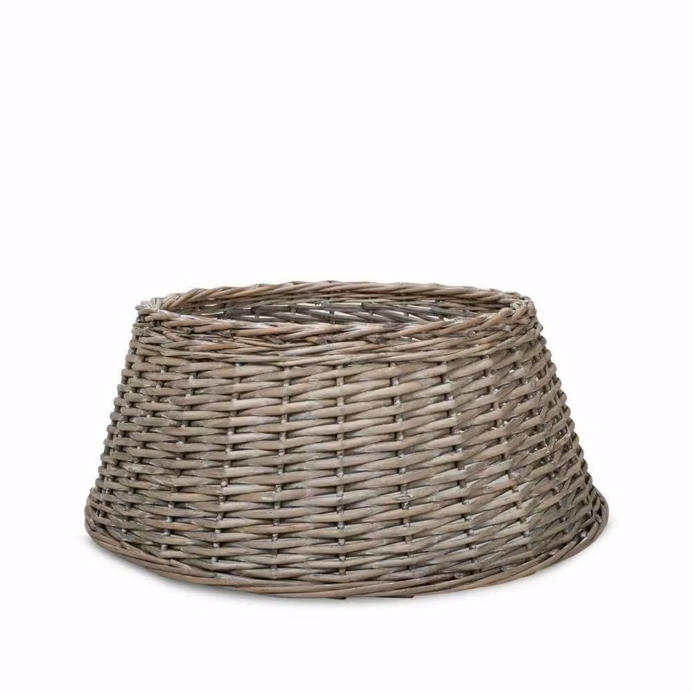 FLAVORA Grey Rattan Christmas Tree Skirt Stand Cover – 2
