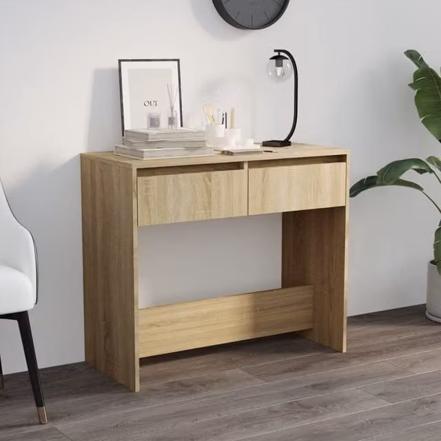 Berkfield Home Sonoma Oak and Steel Console Table in Beige, W/D/H: 89 x 41 x 76.5 cm – 1
