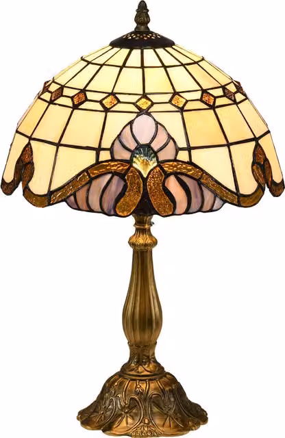 HOMCOM Antique Stained Glass Table Lamp in Multicolour – 1