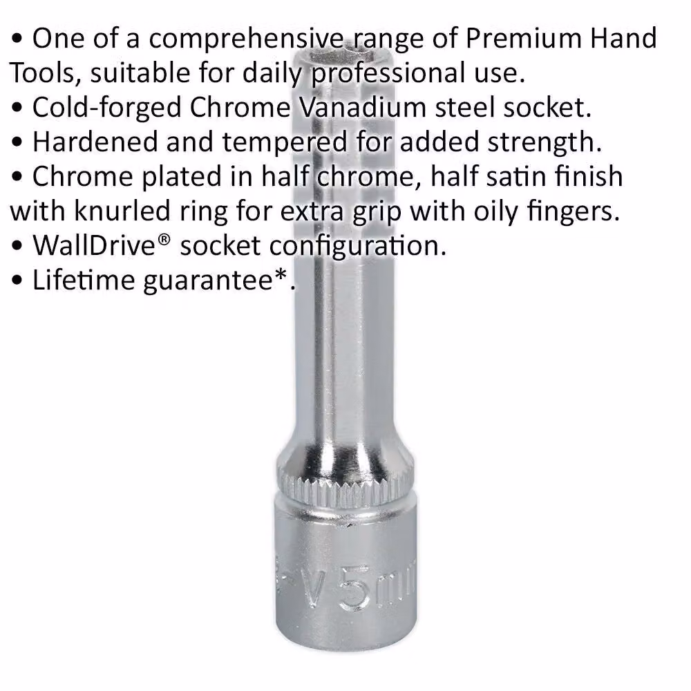 Loops 5mm Deep Drive Socket, 1/4 inch Square Drive, Chrome Vanadium, Silver – 2