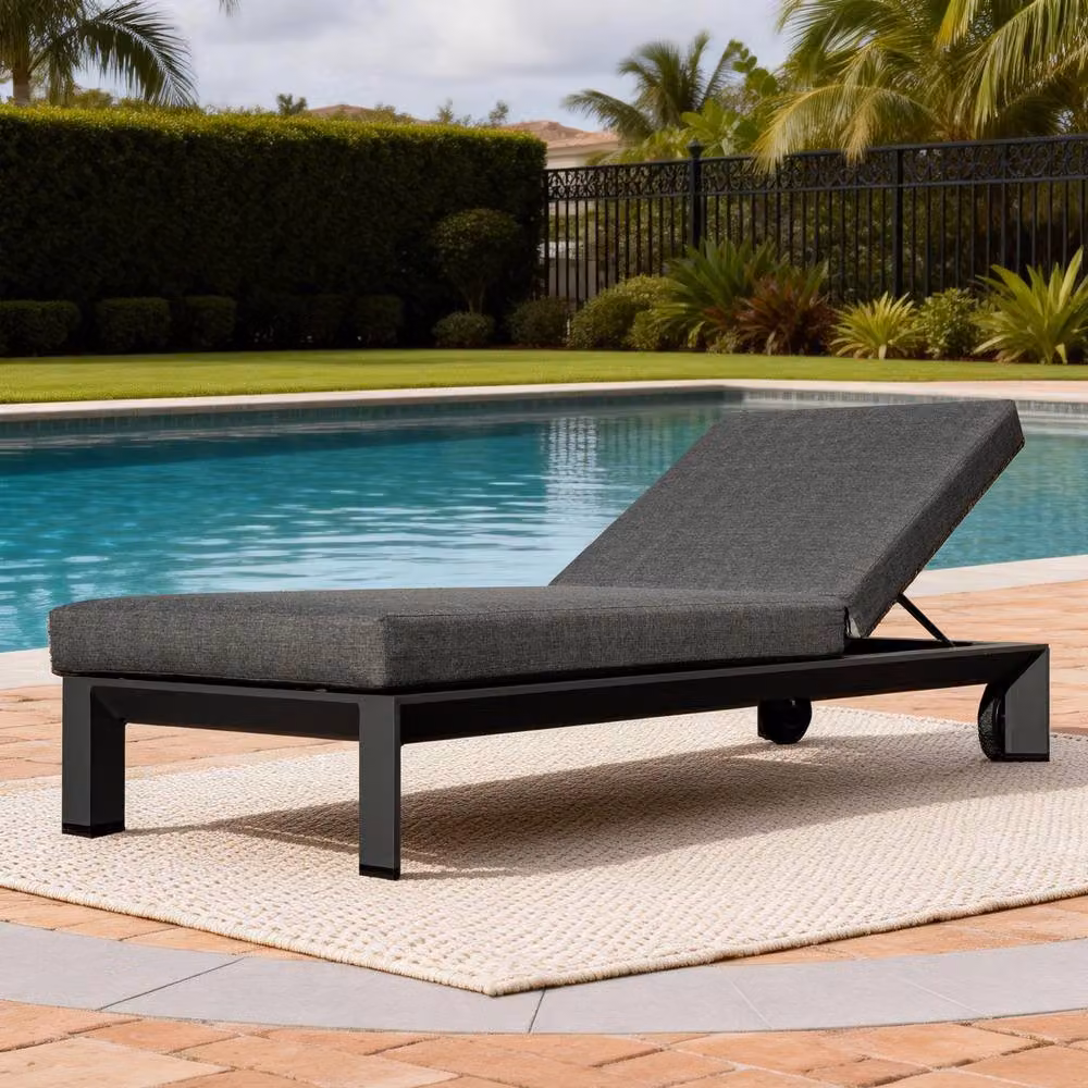 MIMO Fully Assembled Matt Grey Aluminium Lounger with Wheels – 7