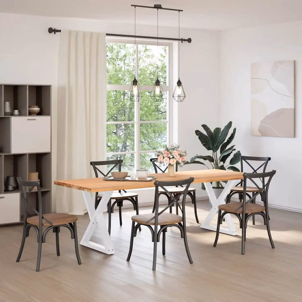 Berkfield Home Steel Dining Table Legs, 2 Pieces, White, H: 72-73.3 cm x W: 80 cm – 2