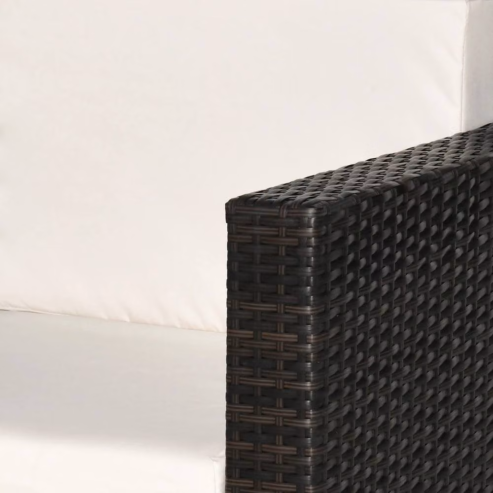 NESTLUNE Black Polyrattan Garden Armchair with Cushions – 5