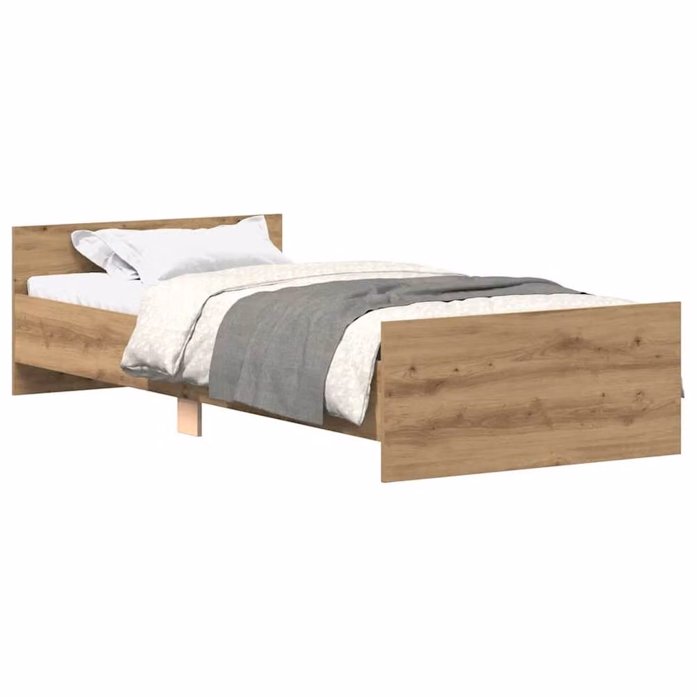 Berkfield Home Durable Artisan Oak Bed Frame in Brown, W/D/H: 100 x 200 x 103 cm – 2