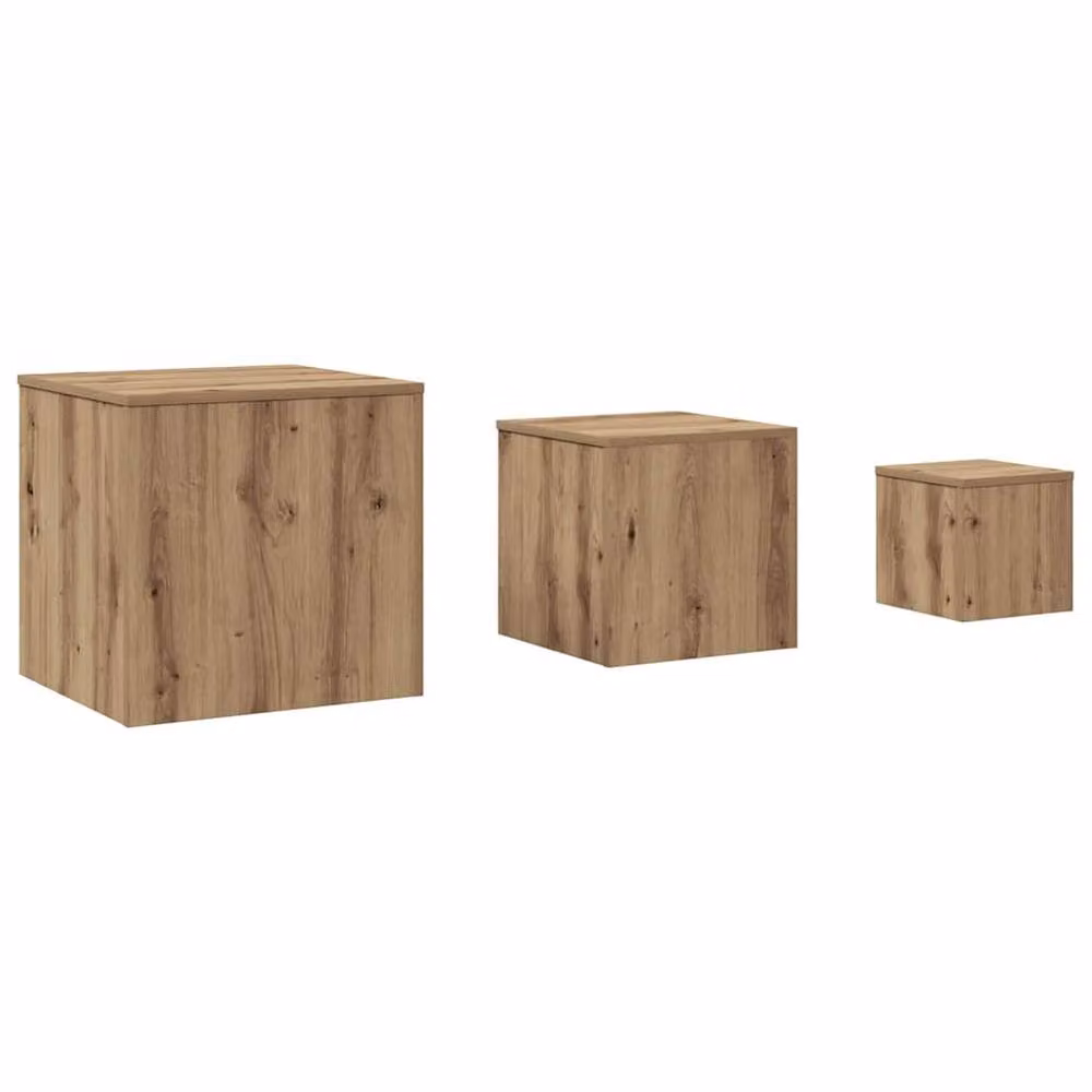 Berkfield Home Set of 3 Nesting Side Tables in Brown Old Wood Finish – 2