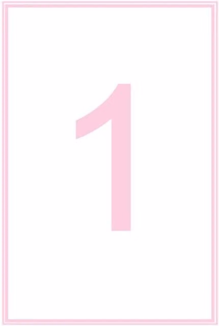 KDMD Pink Plain Border Laminated Table Numbers, 72 Cards