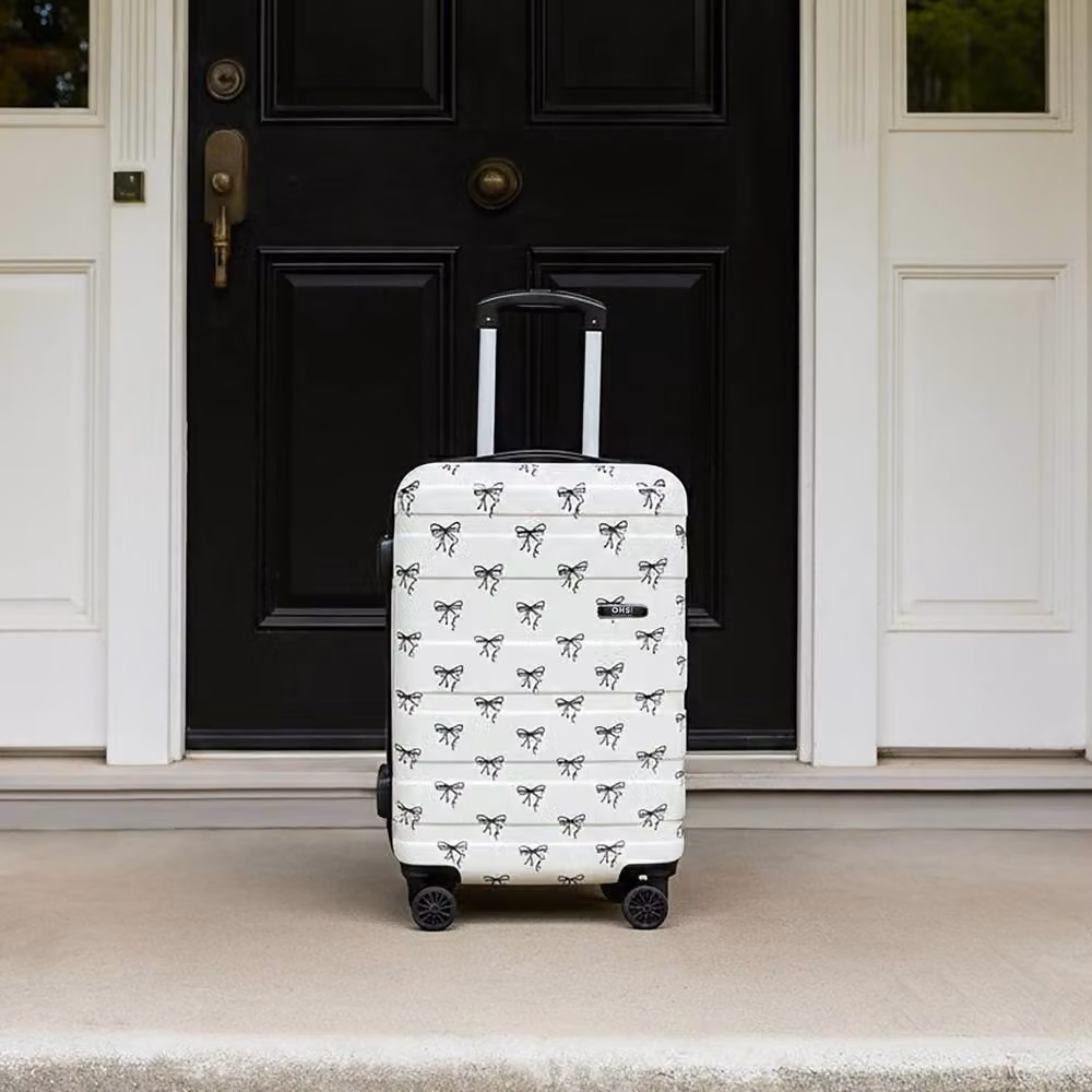 OHS Bows Print Hard Shell ABS Luggage Set of 3 in White – 2