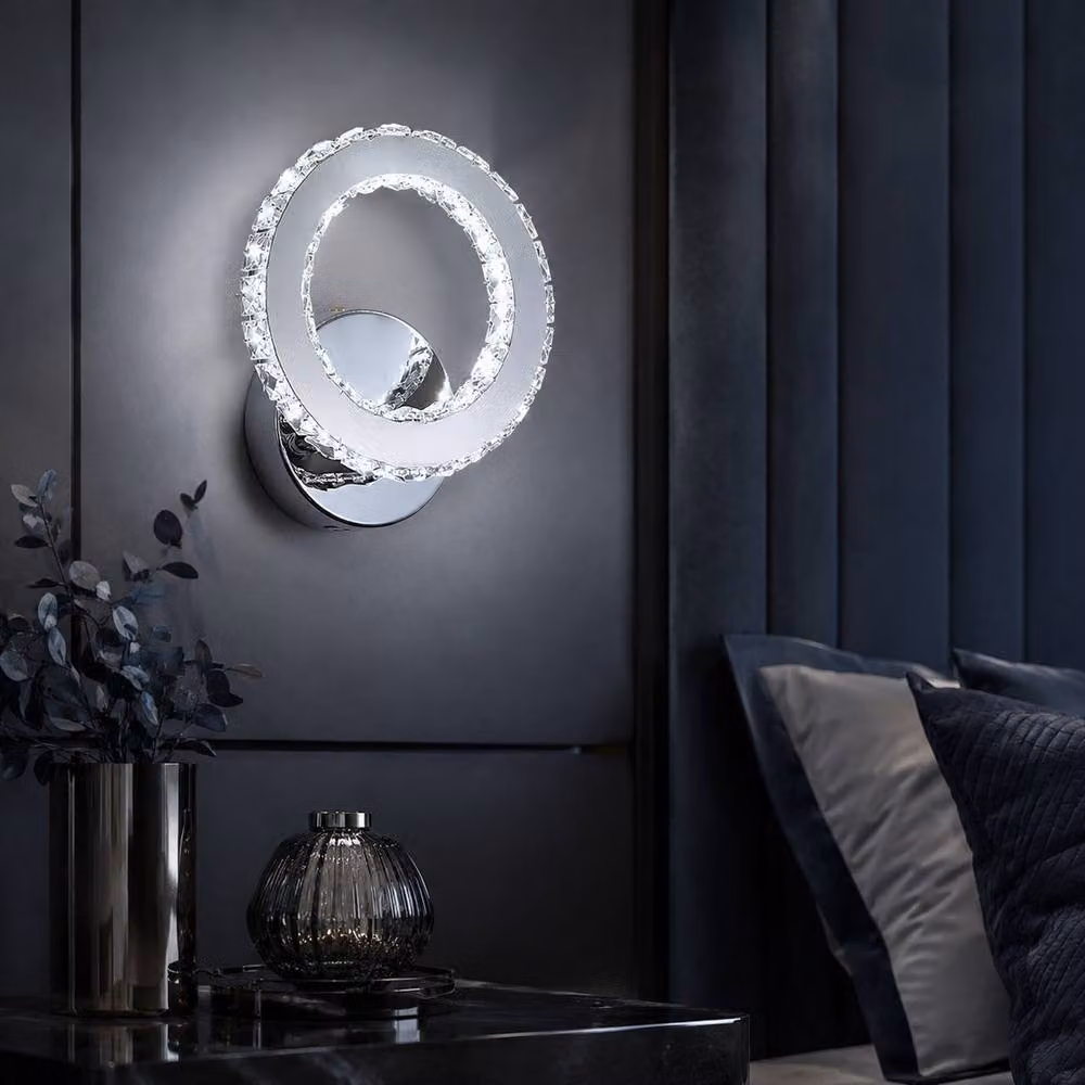 Goeco Modern LED Crystal Wall Light in Silver for Bedroom and Hallway, 16W – 2