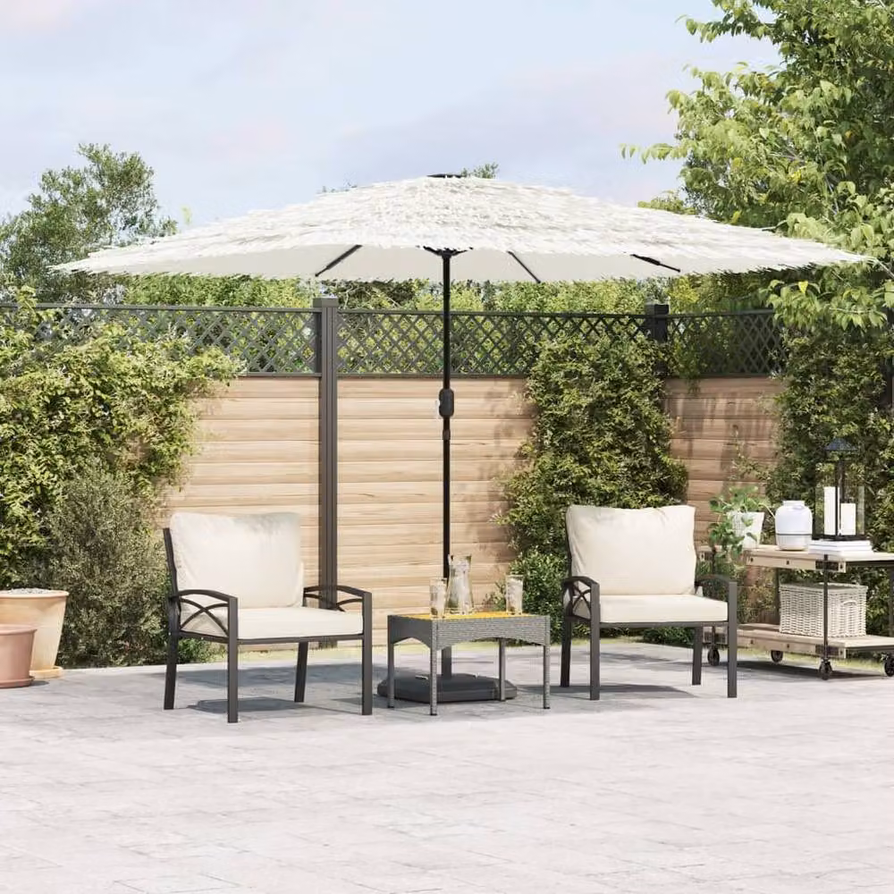 Berkfield Home Durable Garden Parasol with Steel Pole, White, W/D/H: 290 x 290 x 238 cm – 2