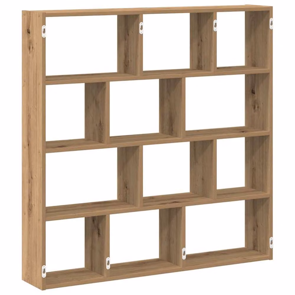 Berkfield Home Wall Mounted 12 Compartment Cube Shelf in Artisan Oak Brown – 3