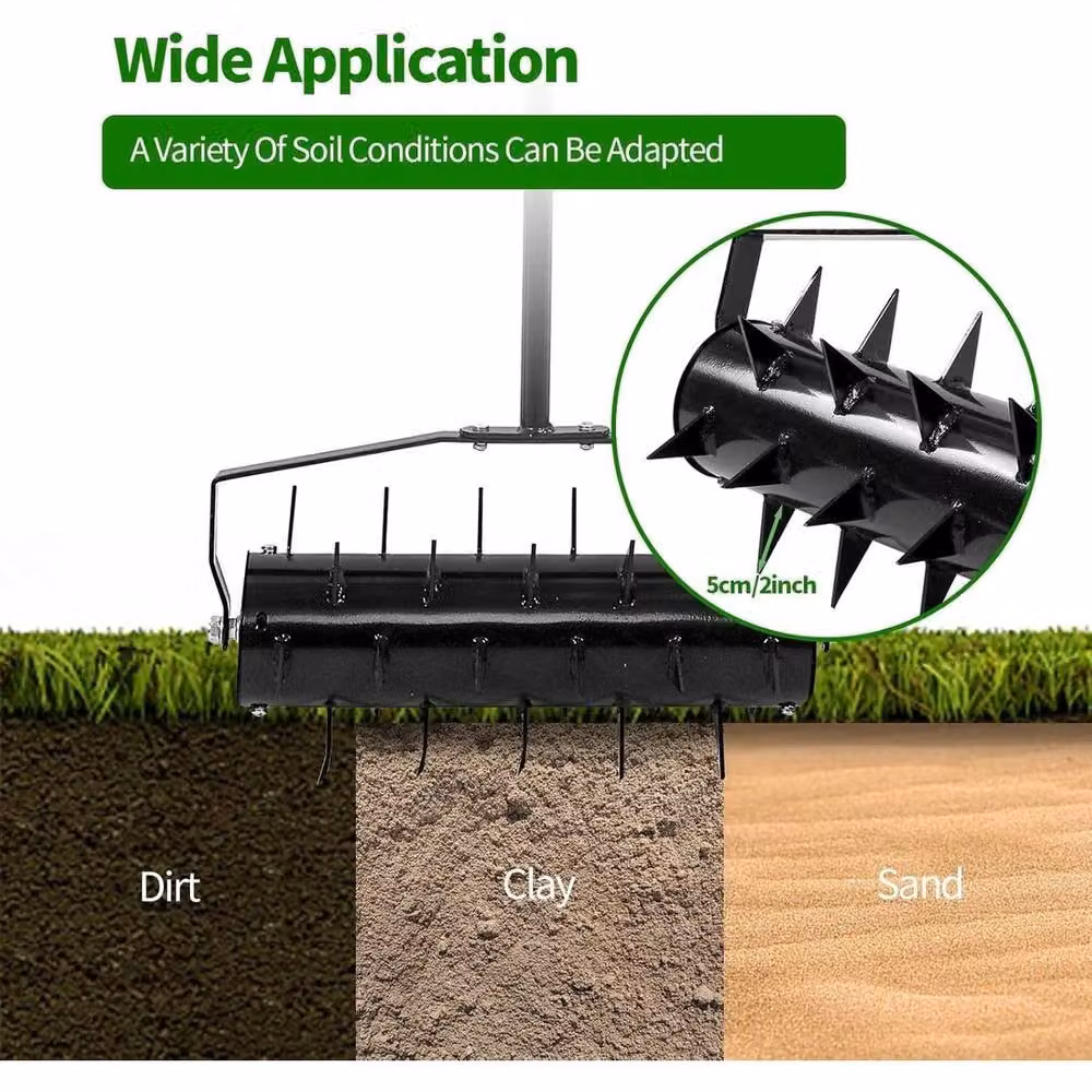 Kelvenix Metal Outdoor Garden Lawn Aerator Spike Soil Roller in Black – 4