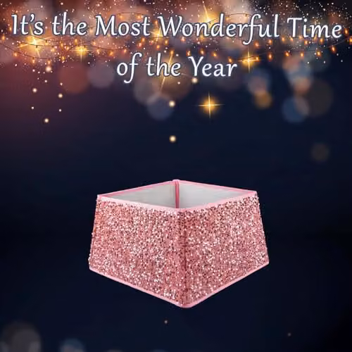 VFM e-Store Folding Sequin Christmas Tree Skirt in Rose Pink – 3