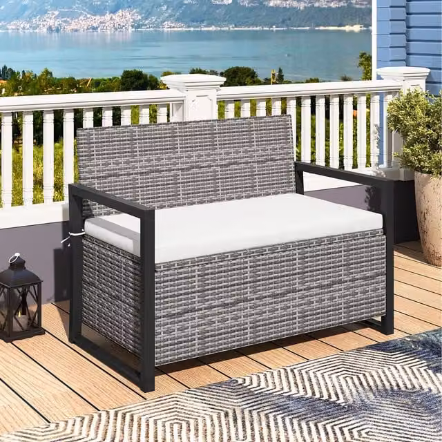 Costway 150L Outdoor Storage Bench in Grey