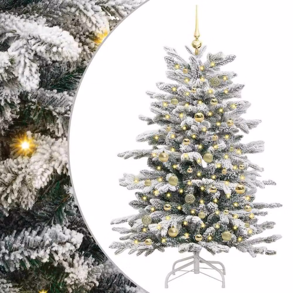 Berkfield Home Elegant Artificial Hinged Christmas Tree in White, Height: 150 cm – 3