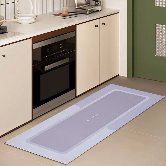 Livingandhome Non-Slip Diatomite Kitchen Floor Mat - Blue