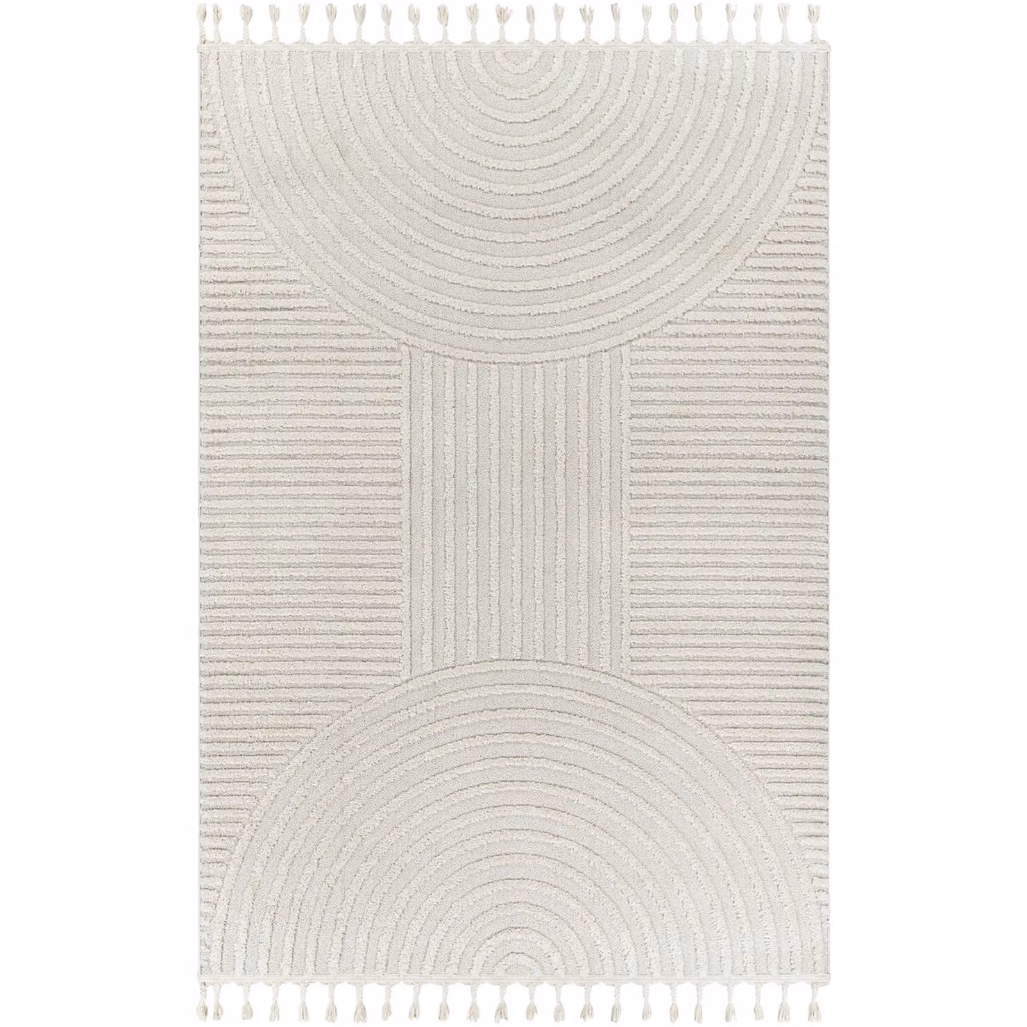 Livabliss Nora Geometric High Pile Fringe Rug in Grey and White, W: 200 cm, D: 275 cm – 2