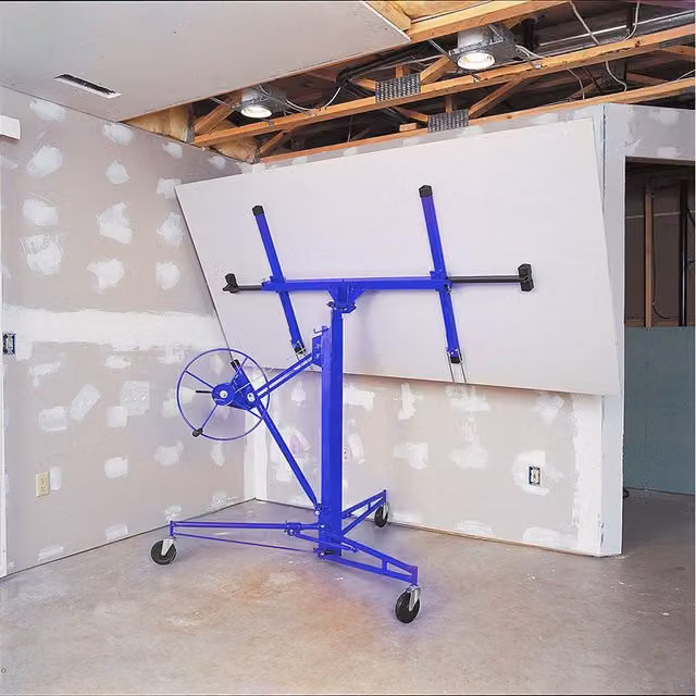 Livingandhome Manual Hand Winch Drywall Lifter Panel Hoist, Blue Carbon Steel