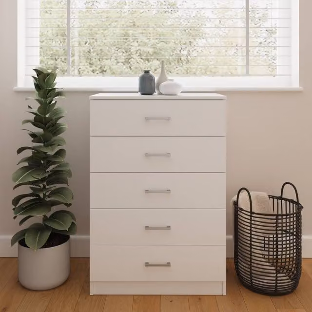 GFW Bailey 5 Drawer Chest in White