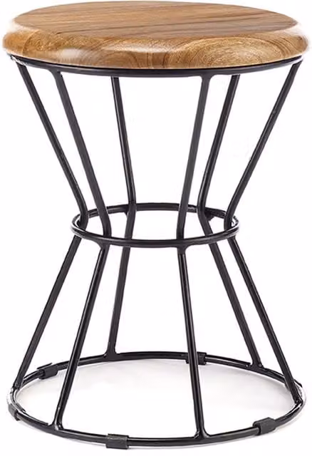 Elm Home And Garden Industrial Mango Wood and Black Metal Stool, Brown