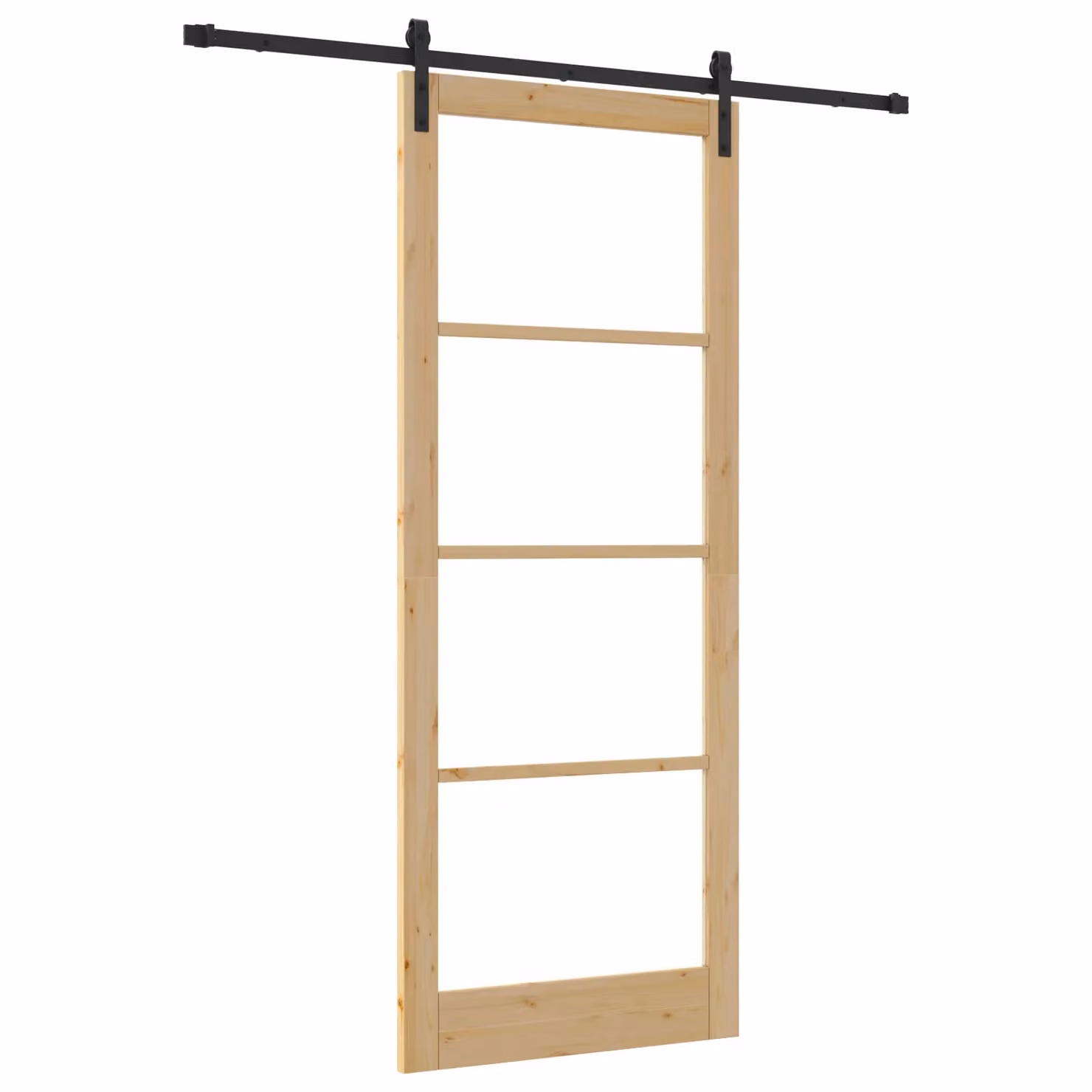 Berkfield Home Orkdal Minimalist Sliding Door with Hardware Set in Black, Brown or Multicolour, Made of Solid Wood and Glass, H: 232 cm, W: 93 cm – 2