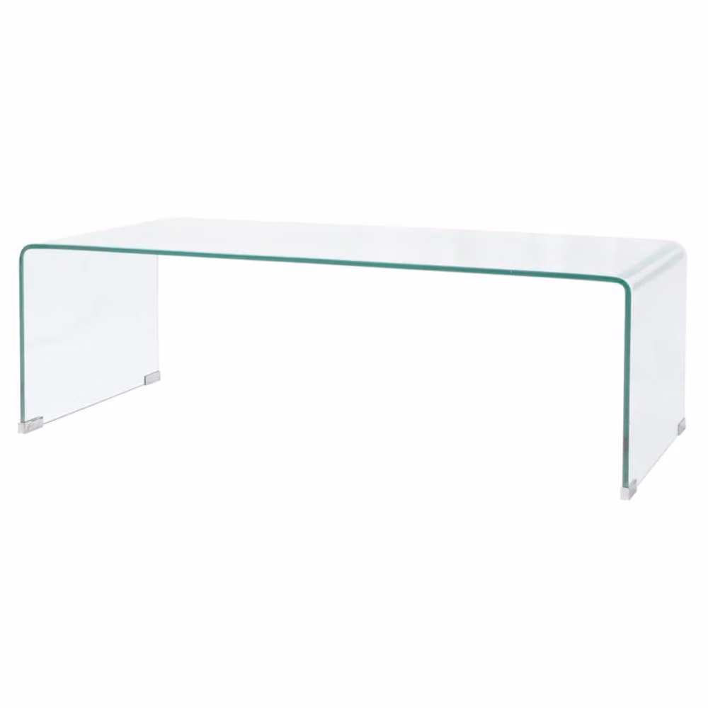 Berkfield Home Chic Modern Rectangular Tempered Glass Coffee Table in Clear, W: 98 cm, D: 45 cm, H: 30 cm