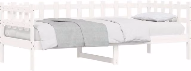 Berkfield Home Beautiful Day Bed in White Lacquered Solid Pine, W/D/H: 90 x 190 cm