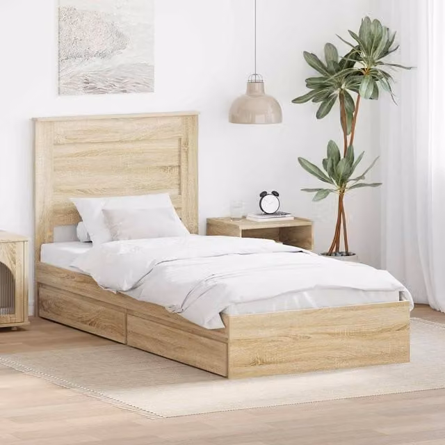 Berkfield Home Sonoma Oak Storage Bed with Drawer, Brown, W: 75 cm x L: 190 cm – 1