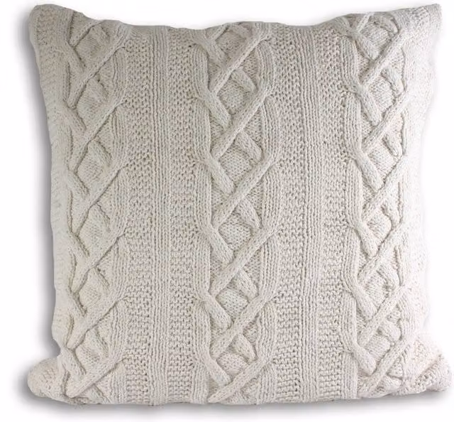 Make it a Home Square Aran Cable Knit Cushion in Beige, Grey, Yellow or White