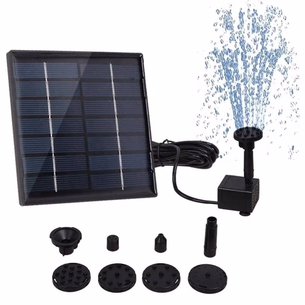 SPETLEK Solar Powered Round Water Feature Fountain in Black – 4
