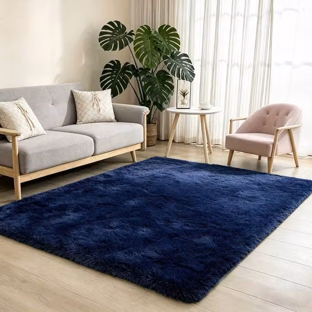 MCC Direct Blue Faux Fur Rectangular Shaggy Area Rug, W/D/H: 60 x 110 cm – 1